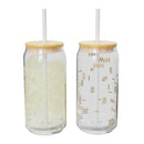 20 fl oz Glass Tumblers with Lid and Straw - Geo/Dash