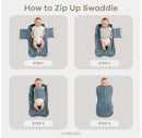 Swaddle Blanket Easy Zipper Wrap 2 Pack - Large - Grey