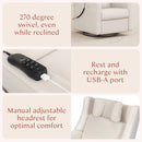 Kiwi Deluxe Power Recliner and Swivel Glider with Heat and Massage - Performance Cream Eco-Weave