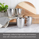 Double Wall Stainless Steel Hammered Mug Set - Silver
