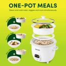 6-Cup Rice Cooker & Food Steamer - White