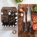 Alps Series German Steel Forged 17-Piece Knife Block Set, Acacia (Black)