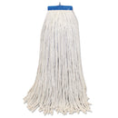 Boardwalk Mop Head, Lie-Flat Head, Cotton Fiber, 24Oz., White, 12/Carton - BWKCM22024