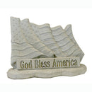 God Bless America Flag Stone Statue, 14" H, Pre Aged Finish