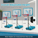 Pool Basketball Hoop Adjustable 3.8-4.4 FT Portable Poolside Basketball Goal With Fillable Base