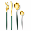 24-Piece Stainless Steel Cutlery Set – Gold Finish With Colour Handles | Flatware Set