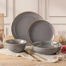 16 Pc Options Gray Dinnerware Set Bowl Plate Stoneware