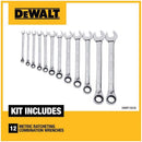 DeWalt Metric Ratcheting Combination Wrench Set 12 pc