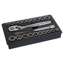 DeWalt 1/2 in. drive Metric/SAE 6 Point Socket Set 23 pc