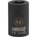 DeWalt 15 mm X 1/2 in. drive Metric 6 Point Impact Socket 1 pc