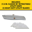 Stanley Classic 99 6 in. Retractable Utility Knife Gray 1 pk, Pack of 6