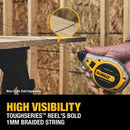 DeWalt Toughseries Red Chalk Line Reel Kit Bold Braided Line