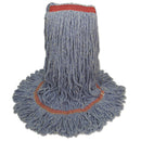 Boardwalk Super Loop Wet Mop Head, Cotton/Synthetic Fiber, 1" Headband, Large Size, Blue, 12/Carton - BWK503BLNB