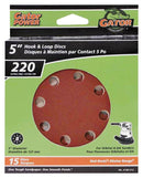 Gator 4140-012 Sanding Disc, 5 in Dia, 220 Grit, Extra Fine, Aluminum Oxide Abrasive