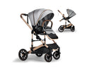Roc 1 Reversible Folding Baby Stroller, High Landscape, Adjustable Canopy, Anti-Shock, 5-Point Harness, Cup Holder, Dark Grey