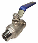 Top Brand Ball Valve, 316 Stainless Steel, Inline, 2-Piece, Pipe Size 1/4 in, Connection Type FNPT x MNPT - G-SSVM-25NLH