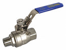 Top Brand Ball Valve, 316 Stainless Steel, Inline, 2-Piece, Pipe Size 1/2 in, Connection Type FNPT x MNPT - G-SSVM-50