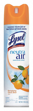 Lysol Surface and Air Deodorants, Aerosol Can, 10 oz, Liquid, Energizing Citrus Zest, PK 12 - REC 76940