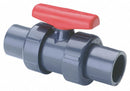 Spears Ball Valve, PVC, Inline, 3-Piece, Pipe Size 1 1/4 in, Connection Type Socket x Socket - 3622R-012