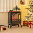 1400W Electric Stove Heater With 3-Level Flame Effect and 3-Sided View-Black