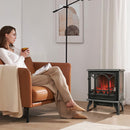1400W Electric Stove Heater With 3-Level Flame Effect and 3-Sided View-Black