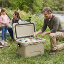 20 Quart Portable Hard Cooler With Built-in Ruler and Bottle-Khaki