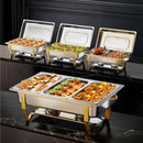 8QT 4-Pack Rectangle Chafing Dish Buffet Set - Gold