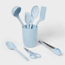 8pc Nylon Kitchen Utensil Set with Holder - Blue