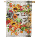 Custom Decor, Thankful & Gratful Wreath Flag