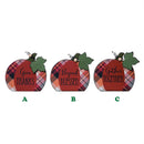 Transpac, Harvest Plaid Pumpkin Decor, Assorted and Sold Separately, MDF, 6.25"L