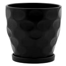 Napco, Black Dimpled Pot W/Saucer