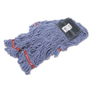 Rubbermaid Swinger Loop Shrinkless Mop Heads, Cotton/Synthetic, Blue, Medium - RCPC252BLU
