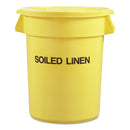 Rubbermaid Round Brute Container With "Trash Only" Imprint, Plastic, 33 Gal, Yellow - RCP263957YEL