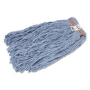 Rubbermaid Cut-End Blend Mop Head, Cotton/Synthetic, Blue, 20 Oz, 1-In. Headband, 12/Carton - RCPF51712BLU