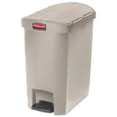 Rubbermaid Slim Jim Resin Step-On Container, End Step Style, 8 Gal, Beige - RCP1883457