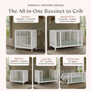 Rolli 9-in-1 Convertible All-Stages Crib with Bassinet & Toddler Bed Kits - White