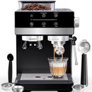 Espresso Machine with Grinder - Silver & Black