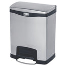 Rubbermaid Slim Jim Stainless Steel Step-On Container, Front Step Style, 8 Gal, Black - RCP1901985