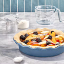 9" Round Stoneware Ruffle Pie Dish - Blue