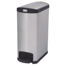 Rubbermaid Slim Jim Stainless Steel Step-On Container, End Step Style, 13 Gal, Black - RCP1901993