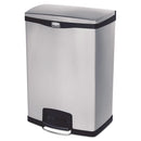 Rubbermaid Slim Jim Stainless Steel Step-On Container, Front Step Style, 24 Gal, Black - RCP1901999