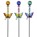 Alpine, Swirl Glass Ball & Butterfly Stake, Sold Individually, 36"