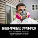 3M P100 Acid Gas and Organic Vapor Respirator Cartridge Replacement Pink 2 pc