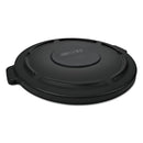 Rubbermaid Rnd Flat Top Lid For 10 Gal Round Brute Containers, 16" Diameter, Black - RCP1926826