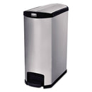 Rubbermaid Slim Jim Stainless Steel Step-On Container, End Step Style, 8 Gal, Black - RCP1901986