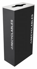 Tough Guy 17 gal Rectangular Recycling Can, Metal, Black - 22N295