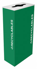 Tough Guy 17 gal Rectangular Recycling Can, Metal, Green - 22N296