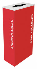 Tough Guy 17 gal Rectangular Recycling Can, Metal, Red - 22N297