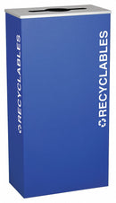 Tough Guy 17 gal Rectangular Recycling Can, Metal, Blue - 22N298