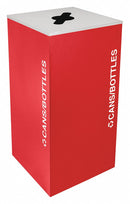 Tough Guy 36 gal Square Recycling Can, Metal, Red - 22N306